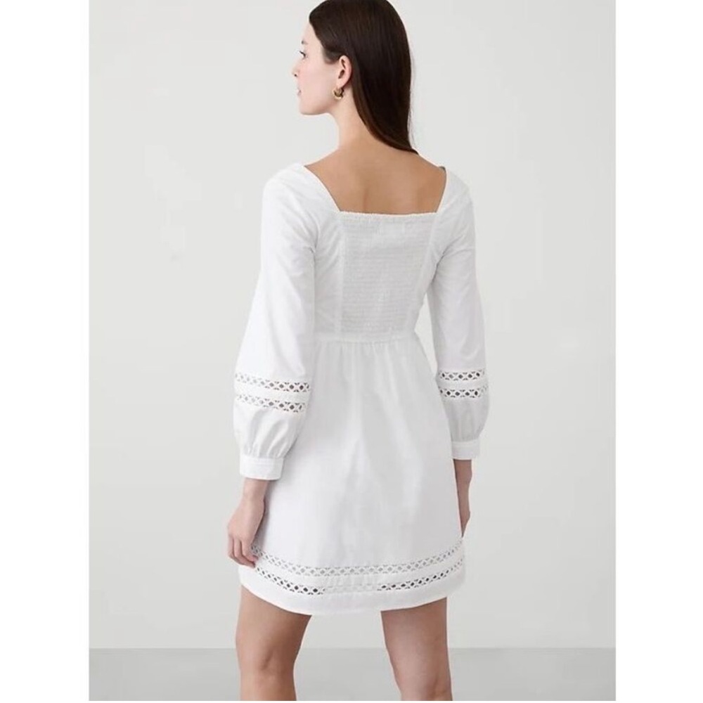 Banana Republic eyelet gathered-waist mini dress white size large nwt - Picture 2 of 9